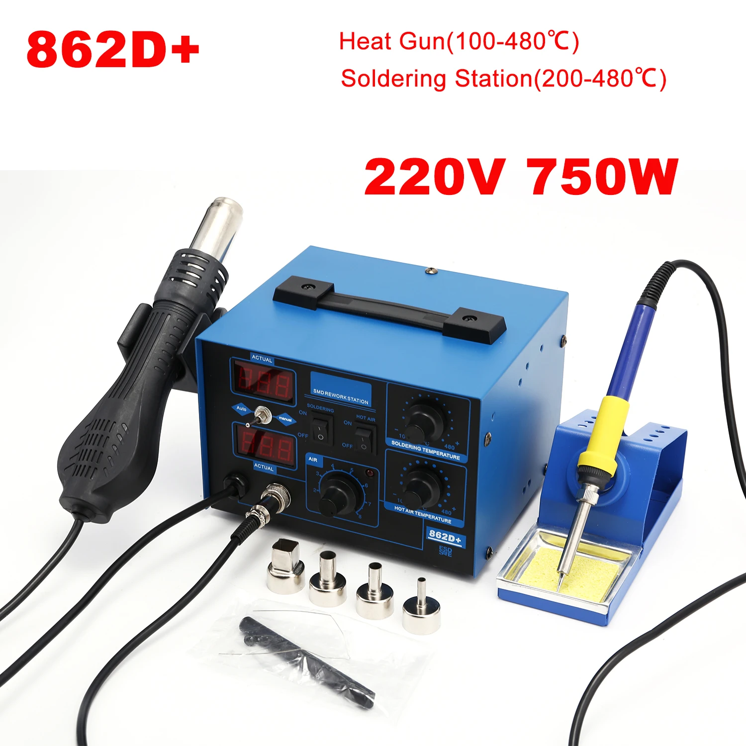 Smd Rework Station Hot Air Soldering 2 In 1 - Station de soudage 862D+ 2 en