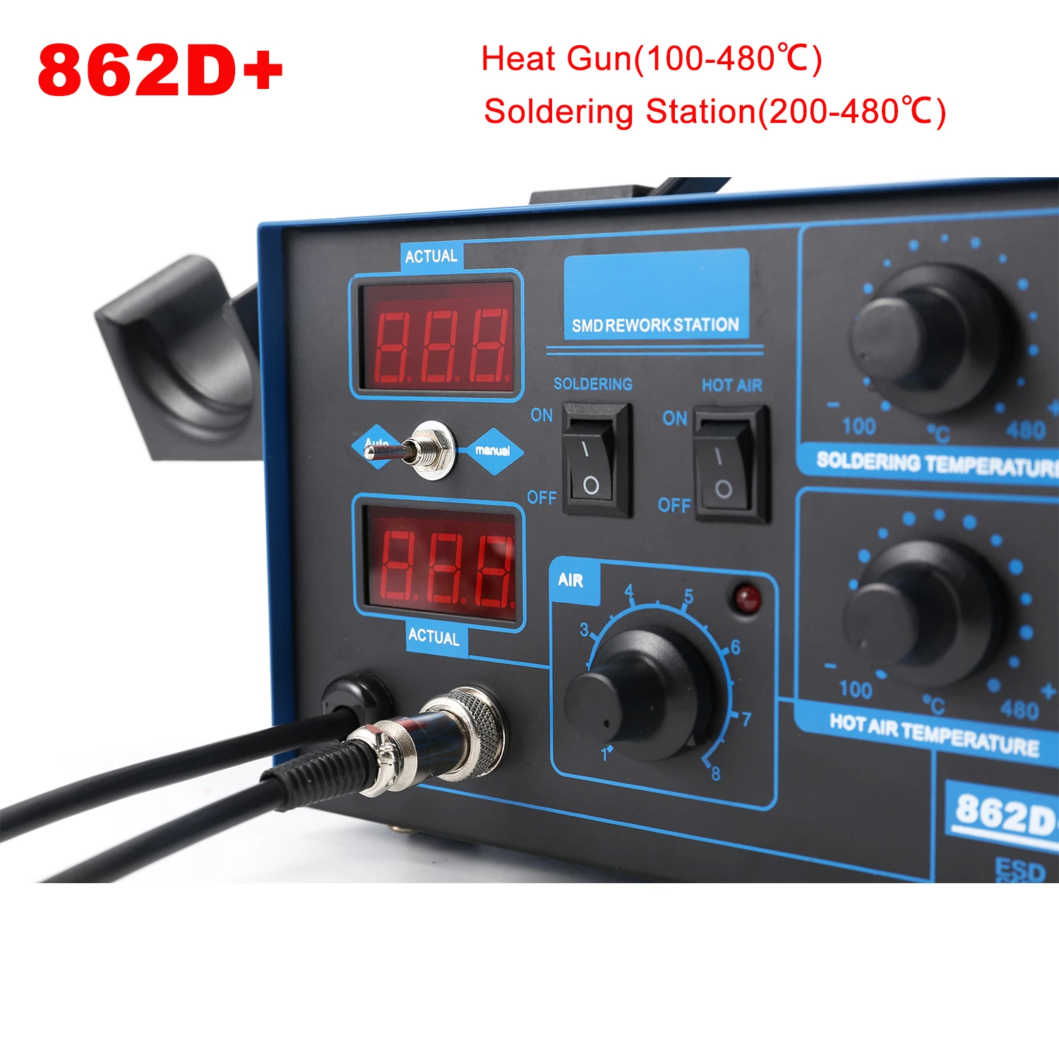 Station de soudage 862D+ 2 en  - Smd Rework Station Hot Air Soldering 2 In 1 avis et prix